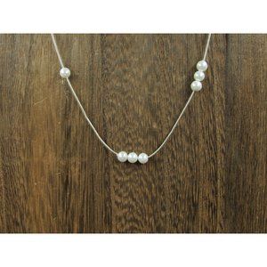 16 Inch Sterling Silver Cute Faux Pearl Necklace